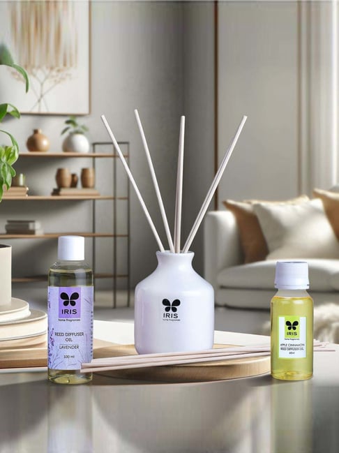 IRIS Ceramic Home Fragrances Apple Cinnamon Reed Diffuser Set