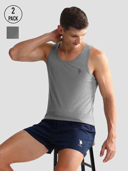 U.S. Polo Assn. Grey Regular Fit Vest - Pack of 2