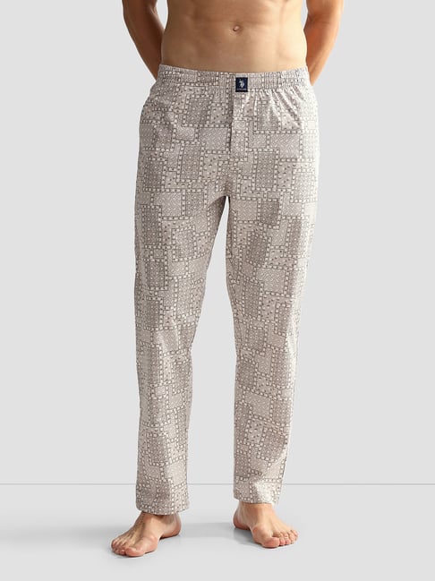 U.S. Polo Assn. Beige Regular Fit Printed Lounge Pants