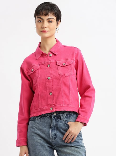 showoffff SHOWOFF Pink Regular Fit Denim Jacket-picture-27