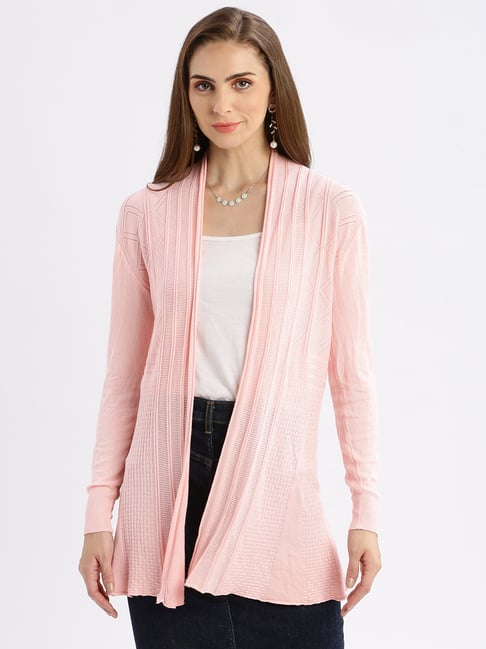 showoffff SHOWOFF Pink Self Design Long Shrug-picture-33