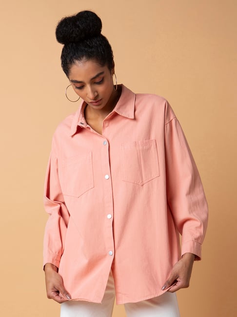 showoffff SHOWOFF Peach Relaxed Fit Oversized Shirt-picture-45