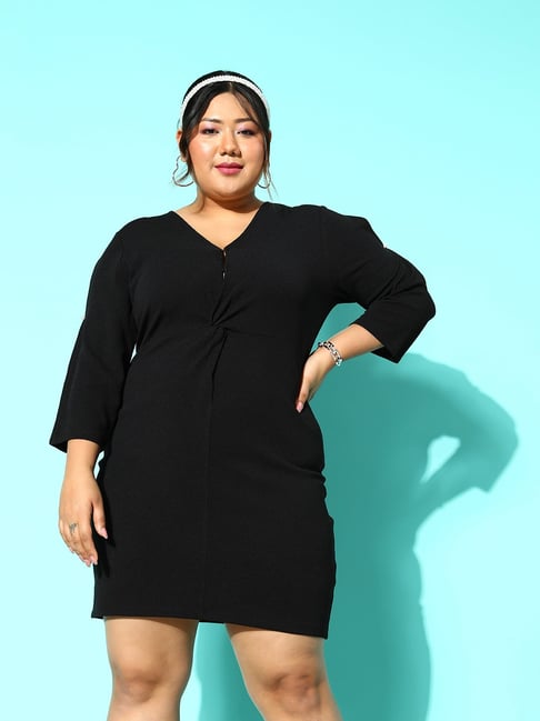 Bodycon Dress Curvy Fashionista Dresses CURVE BY KASSUALLY Black