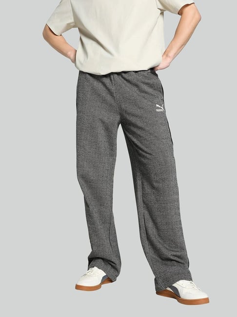 Puma Black Cotton Relaxed Fit Printed Trackpants