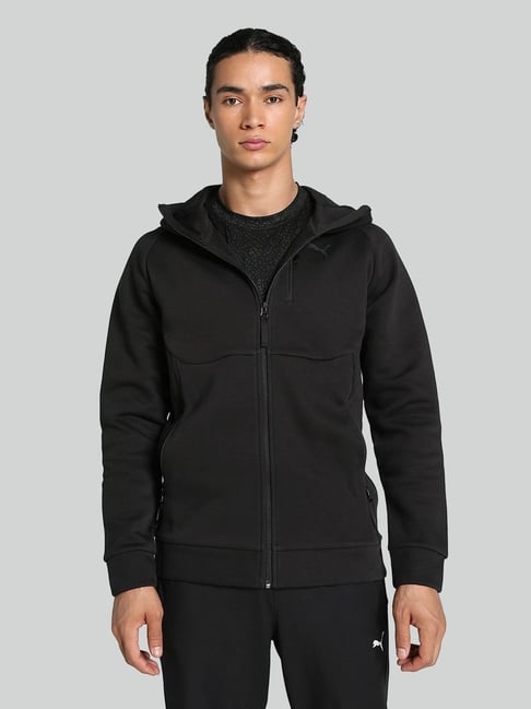 Puma Black Regular Fit Printed Sports Hoodie