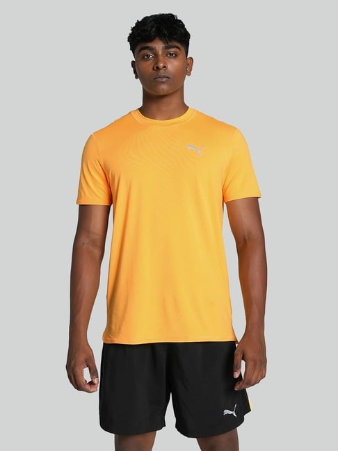 Puma Orange Regular Fit Printed Sports T-Shirt