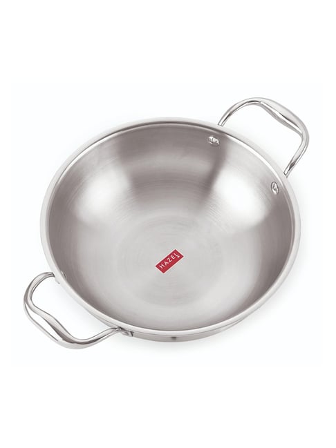 HAZEL Silver Triply Stainless Steel Induction Bottom Kadhai 5.8 L
