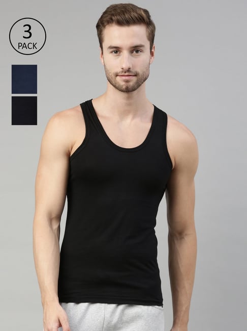 Dixcy Scott Originals Multicolor Skinny Fit Solid Vests-Pack of 3