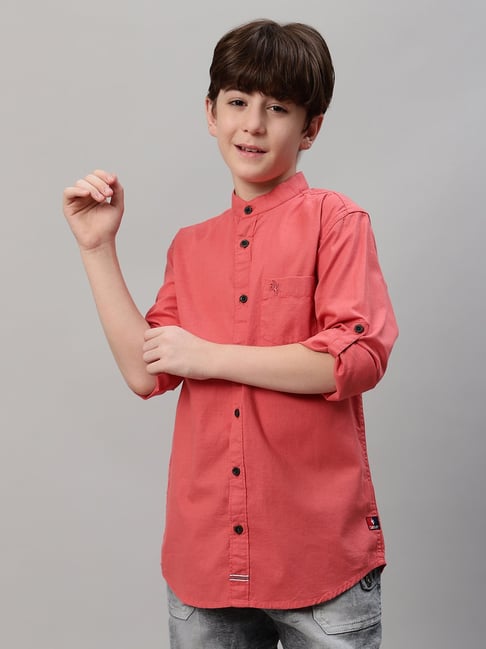 Cantabil Boys Light Red Solid Full Sleeves Shirt-picture-28