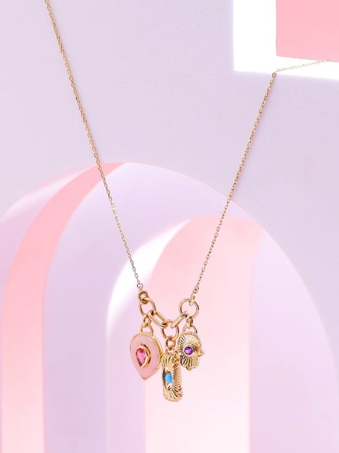 Mia by Tanishq Radiant Trio-Charm 14k Amethyst Necklace