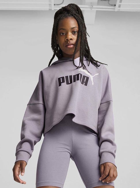 Clothing Puma Hoodies For Girls Puma Girls Pale Plum Cotton Print
