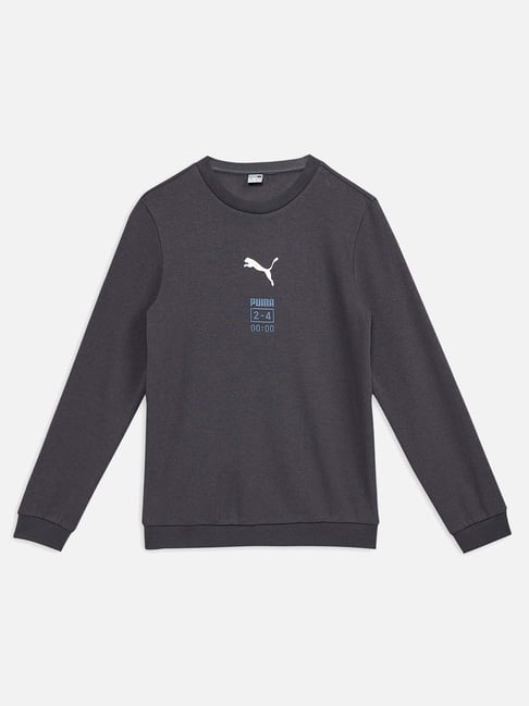 Puma Boys Grey Cotton Solid Full Sleeves Sweatshirts