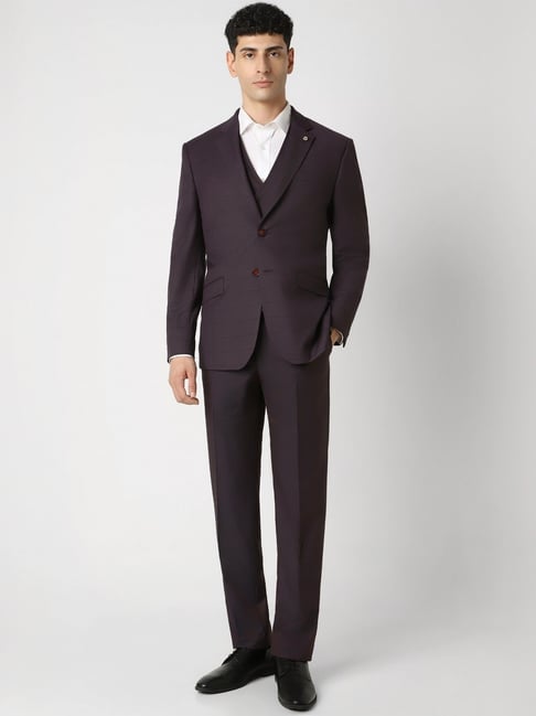 TSJ×TK SUITS BROWN 4 Buy Van Heusen Brown Slim Fit Checks Four Piece Suit for Mens