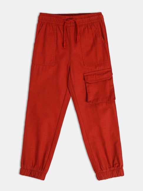 MINIKLUB Boys Rust Red Cotton Solid Full Sleeves Woven Pant-picture-34
