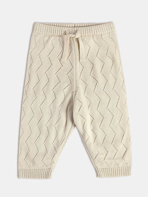 MINIKLUB Girls Off White Cotton Quilted Full Sleeves Knit Bottom