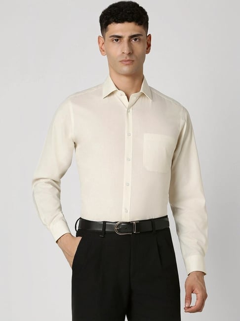 Van Heusen Cream Cotton Regular Fit Shirt-picture-38