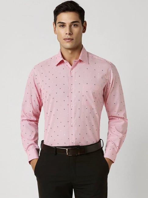 Van Heusen Pink Cotton Regular Fit Printed Shirt-picture-26