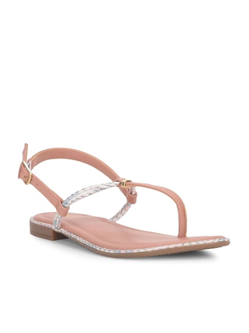 Bata Women's JANICE E 24 Nude Pink T-Strap Sandals