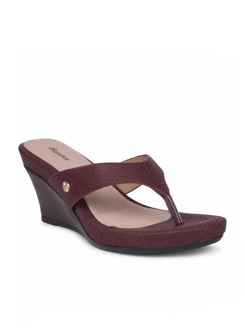 Buy Bata Women's NEW PISA Brown Thong Wedges for Women at Best