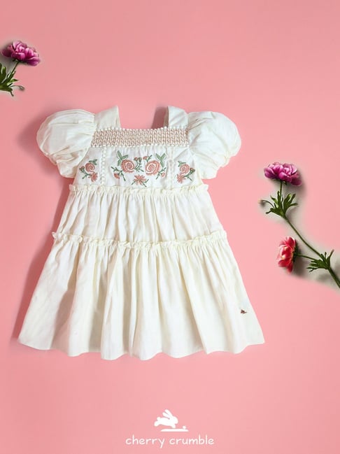 Cherry Crumble By Nitt Hyman Girls Off White Embroidered Dress