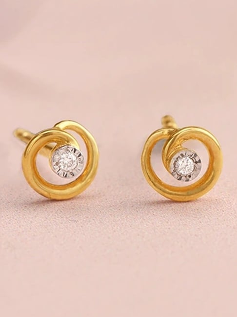 Mia by Tanishq Twirl Radiance 14k Gold and Diamond Stud Earrings