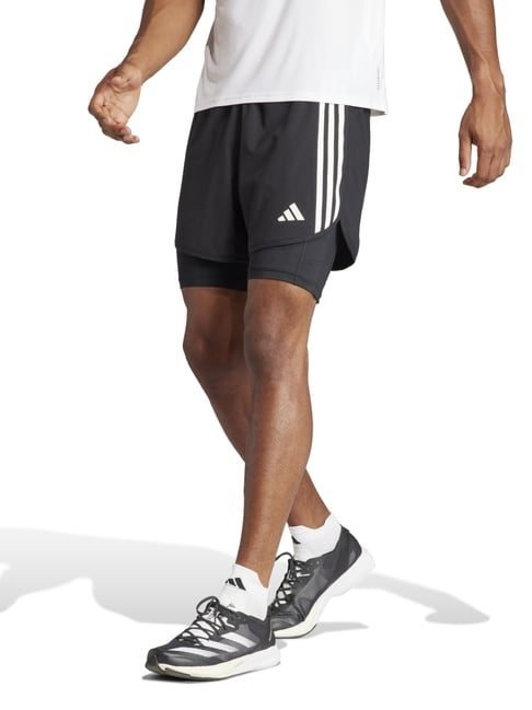 Adidas Black Regular Fit Striped Sports Shorts-picture-43