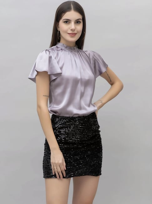 PURYS Purple Regular Fit Top