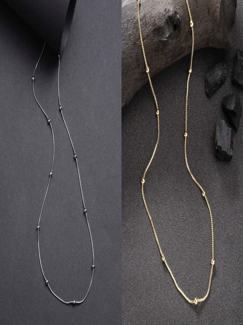 Buy NVR Women's Silver Gold Rhodium-Plated Minimal Chain Online