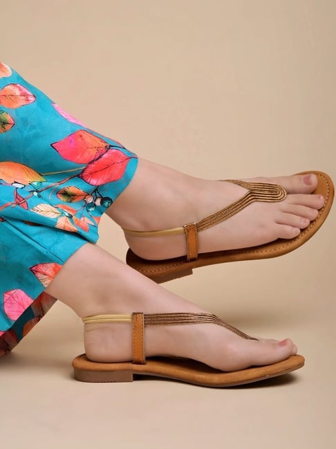 Shoetopia Women's Copper Sling Back Sandals-picture-35