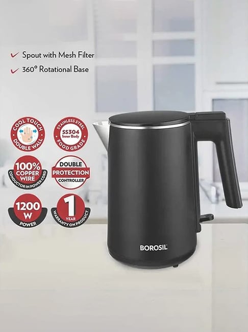 Borosil Electric Kettle 1200 W L (Silver)