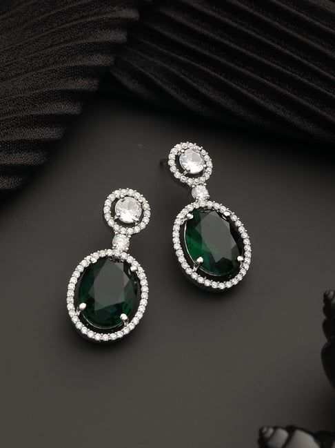 Saraf RS Jewellery Green AD Studded Designer Drop Earrings-picture-22
