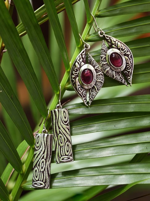 Buy Saraf RS Jewellery Silver Toned Combo Of Oxidised Earrings