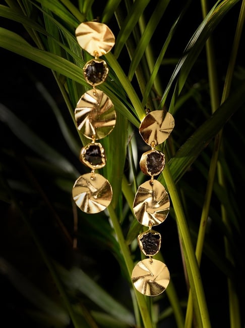 Saraf RS Jewellery Gold Purple Uncut stones Dangler Earrings-picture-16