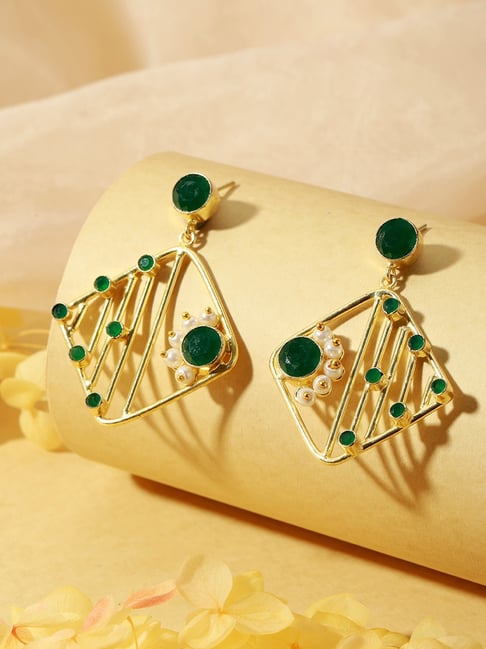 Saraf RS Jewellery Yellow stone studded STUDD Earrings-picture-27