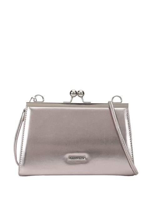 Fastrack Silver PU Solid Clutch