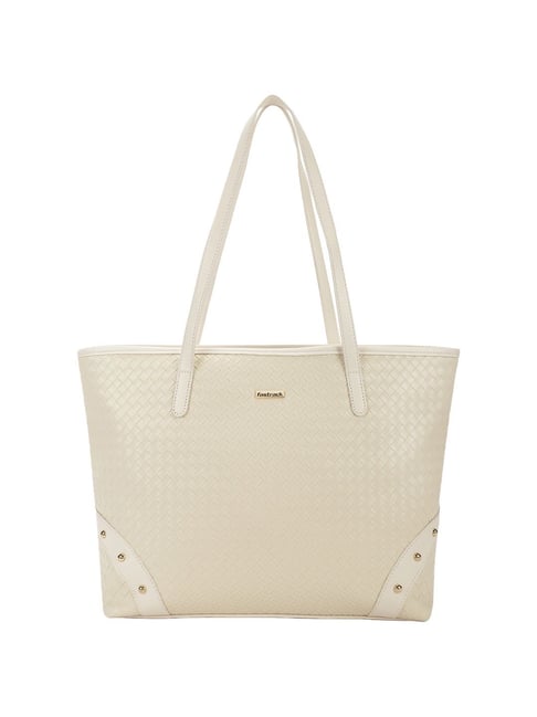 Fastrack Beige Textured Medium Tote Handbag-image-35
