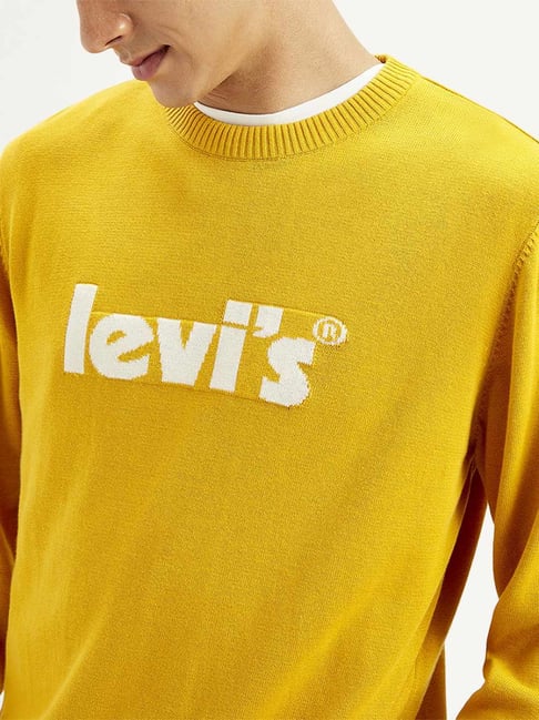 Yellow Levis Sweater Mens Levi's Yellow Cotton Slim Fit Logo