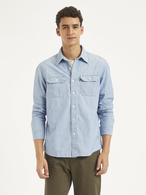 Buy Levi's Light Blue Cotton Slim Fit Denim Shirt for Mens Online