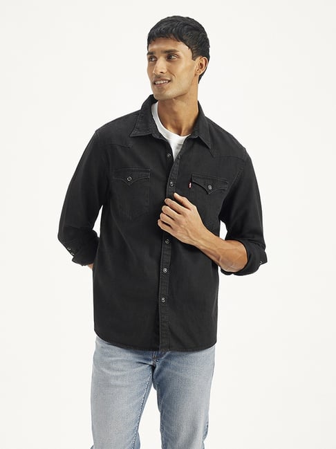 LEVI BLACK Denim Shirt Work Utility 100% online Cotton SZ 3XL C100768