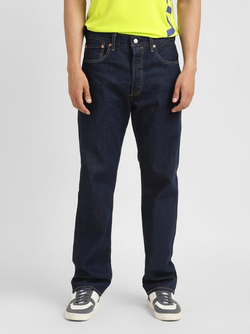 Levi's 501 Navy Cotton Straight Fit Jeans