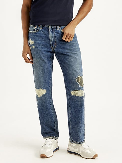 Levi's 550'92 Blue Cotton Relaxed Fit Distressed Jeans - Main Image