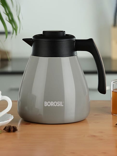 Borosil Stainless Steel 1500ml Teapot Birch with Double Wall Vacuum  Insulated Thermosteel Carafe