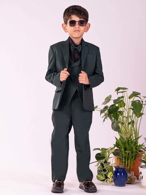 VASTRAMAY Boys Black & Blue Solid Full Sleeves Suit Sets-picture-19