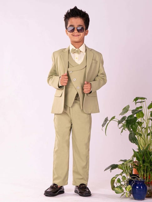VASTRAMAY Boys Black & Mint Green Solid Full Sleeves Suit Sets-picture-24