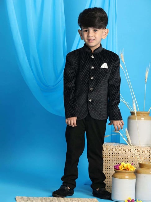 VASTRAMAY Boys Black Solid Full Sleeves Jodhpuri-picture-13