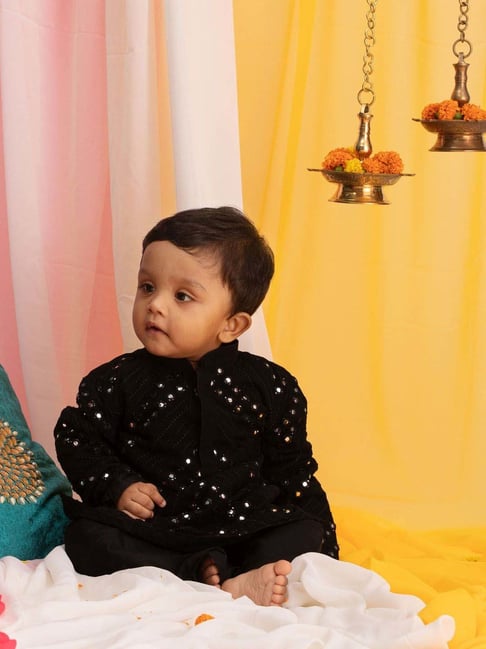Boy Baby Kurta Design Buy VASTRAMAY Boys Black Embroidery Kurta