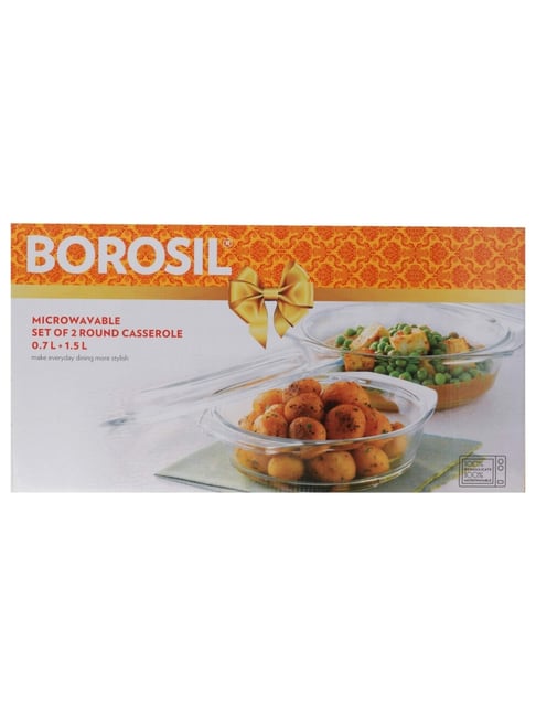Borosil Transparent ?Glass Casseroles (Set of 2)