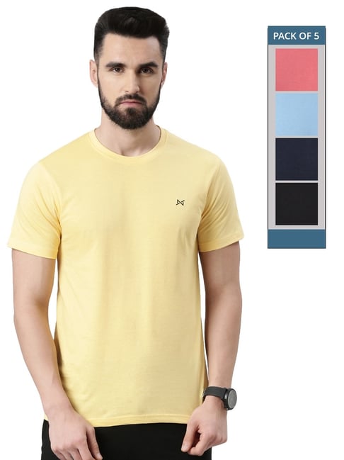 Force NXT Multicolored Cotton Regular Fit Solid T-Shirt - Pack Of 5-picture-27