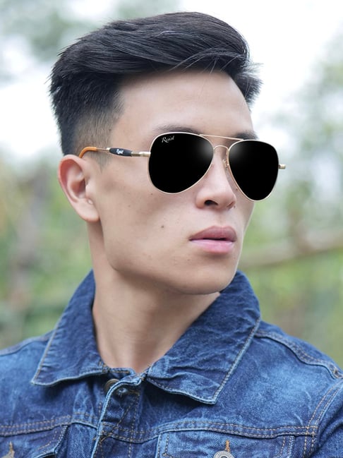 Resist Eyewear Black Aviator UV Protection Unisex Sunglasses