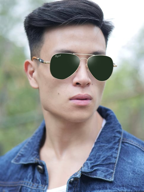 Resist Eyewear Green Aviator UV Protection Unisex Sunglasses